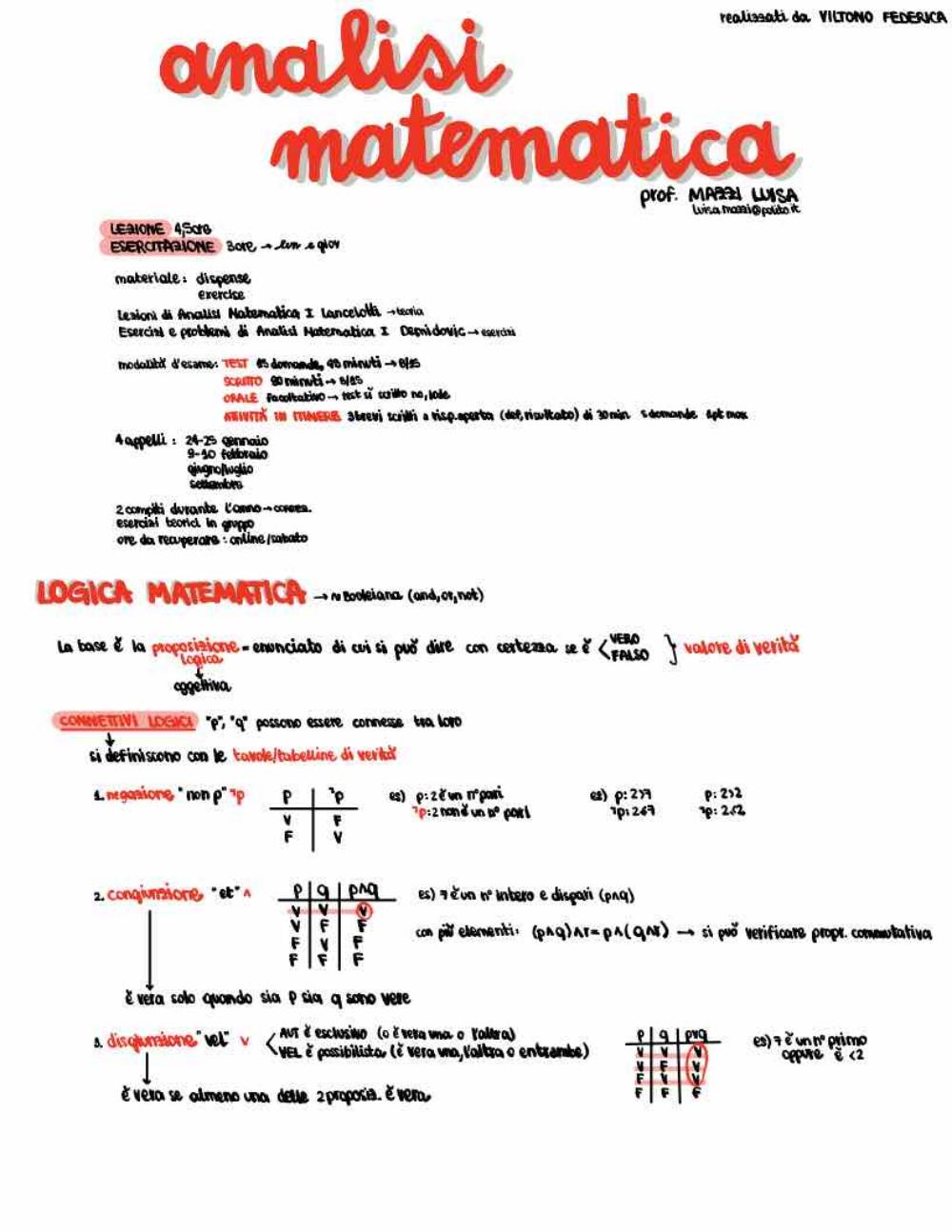 Appunti completi di ANALISI MATEMATICA 1 - Politecnico Torino