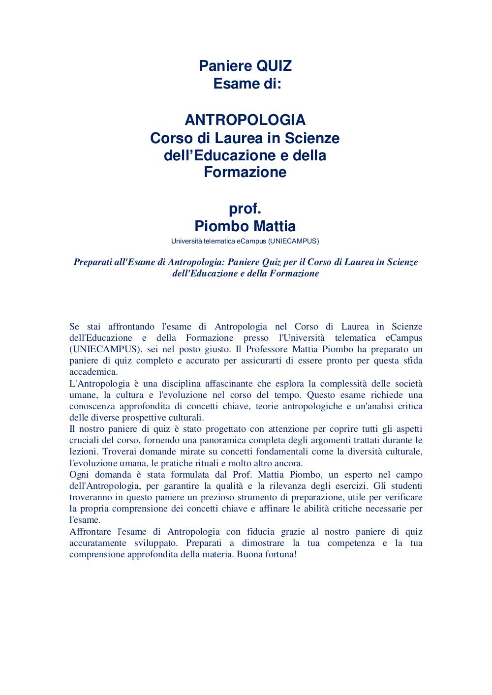 Quiz di Antropologia