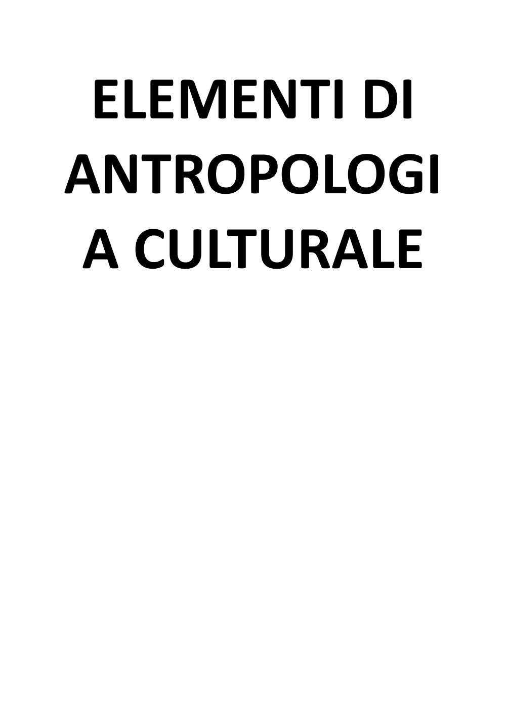 Riassunto del libro  Elementi di antropologia culturale di Ugo Fabietti