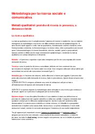 Riassunti metodologia per la ricerca sociale e comunicativa