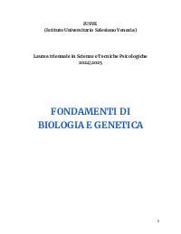 Appunti per esame: Fondamenti di biologia e genetica