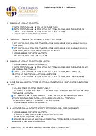 Paniere QUIZ di DIRITTO DEL LAVORO per COLUMBUS ACADEMY aggiornato e completo 2025