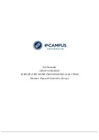 UNIVERSITA'E CAMPUS Set Domande LINGUA INGLESE SCIENZE E TECNICHE PSICOLOGICHE (D.M. 270/04) Docente: Pignatel
