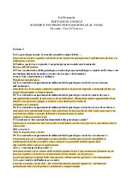 UNIVERSITA' E CAMPUS Set Domande PSICOLOGIA SOCIALE SCIENZE E TECNICHE PSICOLOGICHE (D.M. 270/04) Docente: Cov