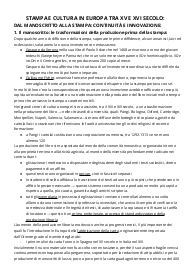 Riassunto dettagliato del testo "stampa e cultura in Europa tra XV e XVI secolo"