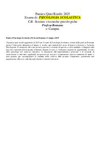 Paniere Psicologia Scolastica Prof.ssa Romano eCampus 2025