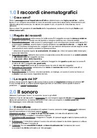 I raccordi cinematografici, il sonoro, i movimenti di camera - 2 pagine