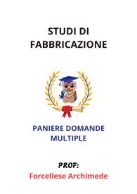 Paniere STUDI DI FABBRICAZIONE, Ecampus, 2025, Forcellese Archimede - RISPOSTE MULTIPLE