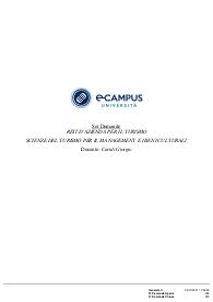 Paniere di RETI D’AZIENDA PER IL TURISMO, Prof CARIDI, ECAMPUS - Chiuse - AGGIORNATE 2021