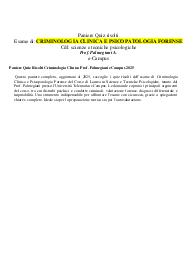 Paniere Quiz Risolti Criminologia Clinica Prof. Palmegiani eCampus 2025