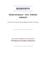 Riassunto del libro: "Diritto del lavoro – Vol I - Il diritto sindacale" di Carinci, De Luca, Tosi e Treu