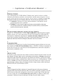 Legislazione e Certificazioni Alimentari