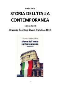 Riassunto "Storia dell'Italia contemporanea 1943-2019" di U. G. Silveri, 2019
