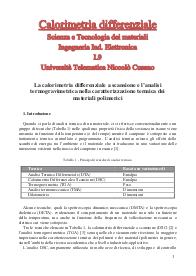 Calorimetria differenziale - Scienza e Tecnologia dei materiali - Ingegneria Ind. Elettronica L9 - UniCusano.