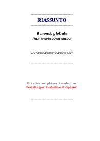 Riassunto del libro: "Il mondo globale. Una storia economica" di Franco Amatori e Andrea Colli