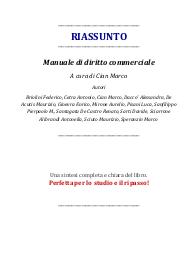 Riassunto del libro: "Manuale di diritto commerciale" a cura di Cian Marco