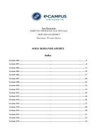 Paniere - DIRITTO PROCESSUALE PENALE - domande aperte - Prof. Proietti Daria - Ecampus