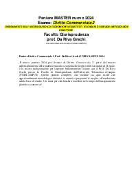 Paniere Diritto Commerciale 2 Prof. Da Riva Grechi UNIECAMPUS 2024