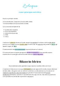 L'Acqua come principio nutritivo