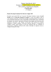 Paniere Psicologia Scolastica Prof. Bosetto eCampus 2025