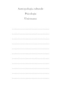 Antropologia culturale - Psicologia - Università Cusano