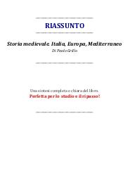 Riassunto del libro: "Storia medievale. Italia, Europa, Mediterraneo" di Paolo Grillo