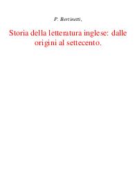 Storia della letteratura inglese I, dalle origini al settecento - Paolo Bertinetti