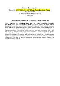 Paniere Psicologia Generale e Attività Fisica Prof. Guzzetti eCampus 2025