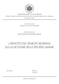 L'impatto del remote working sulla gestione delle risorse umane - Strategia e Consulenza Aziendale -UniTrieste