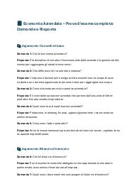 Economia Aziendale – Prova d'esame completa: Domande e Risposte