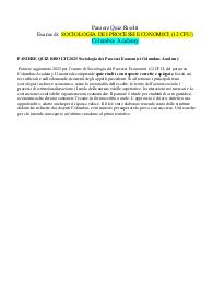 PANIERE QUIZ RISOLTI 2025 Sociologia dei Processi Economici Columbus Academy