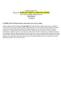 PANIERE QUIZ 2025 Estetica della Comunicazione Prof. Feyles eCampus
