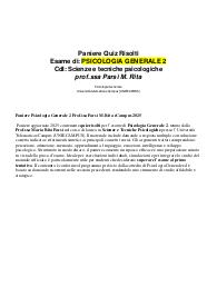 Paniere Psicologia Generale 2 Prof.ssa Parsi M. Rita eCampus 2025