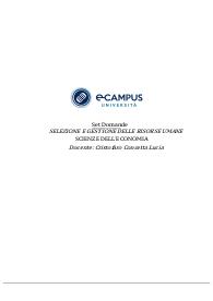 Set Domande SELEZIONE E GESTIONE DELLE RISORSE UMANE SCIENZE DELL'ECONOMIA Docente: Cristofaro Concetta Lucia