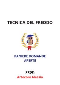 Paniere Svolto di TECNICA DEL FREDDO, Ecampus, Arteconi Alessia- RISPOSTE APERTE