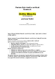 Paniere Quiz risolti e verificati Esame di: Diritto Minorile