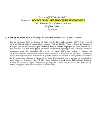 PANIERE QUIZ RISOLTI 2025 Sociologia dei Processi Economici Prof.ssa Vinci eCampus