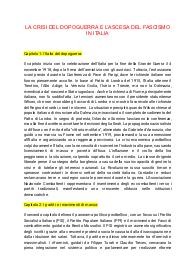 LA CRISI DEL DOPOGUERRA E L’ASCESA DEL FASCISMO IN ITALIA