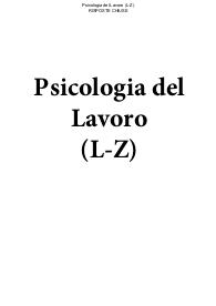 Psicologia del Lavoro (L-Z) - Paniere eCampus