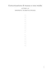 Comunicazione di massa e new media - LETTERE L10 - UNIVERSITA' PEGASO