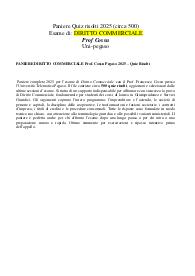 PANIERE DIRITTO COMMERCIALE Prof. Cossu Pegaso 2025 – Quiz Risolti