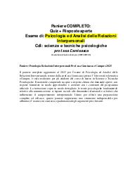 Paniere Psicologia Relazioni Interpersonali Prof.ssa Camisasca eCampus 2025