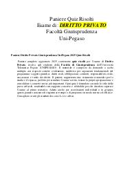 Paniere Diritto Privato Giurisprudenza UniPegaso 2025 Quiz Risolti