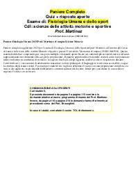 Paniere Fisiologia Umana 2025 Prof. Martinez eCampus Scienze Motorie