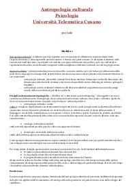 Antropologia culturale - Psicologia - cusano
