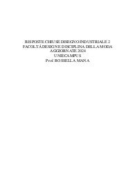 Risposte chiuse disegno industriale 2 aggiornate 2024 uniecampus prof. Mana