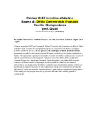 PANIERE DIRITTO COMMERCIALE AVANZATO Prof. Giusti eCampus 2025 – Quiz