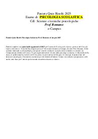 Paniere Quiz Risolti Psicologia Scolastica Prof. Romano eCampus 2025