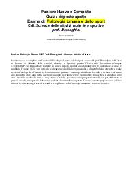Paniere Fisiologia Umana 2025 Prof. Bruseghini eCampus Attività Motorie