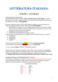 Riassunto programma di "LETTERATURA ITALIANA"